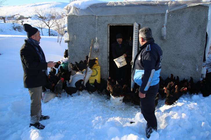 Malatya’da etkili olan kar yağışının ardından tavuklarına yem veremeyen vatandaşın yardımına Battalgazi Belediyesi ekipleri yetişti.