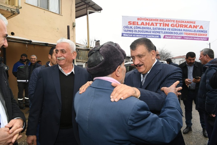 Başkan Gürkan, Doğanşehir Çığlık, Çömlekoba Şatıroba ve Güroba mahallelerinde yapılan hizmet ve yatırımları yerinde inceledi