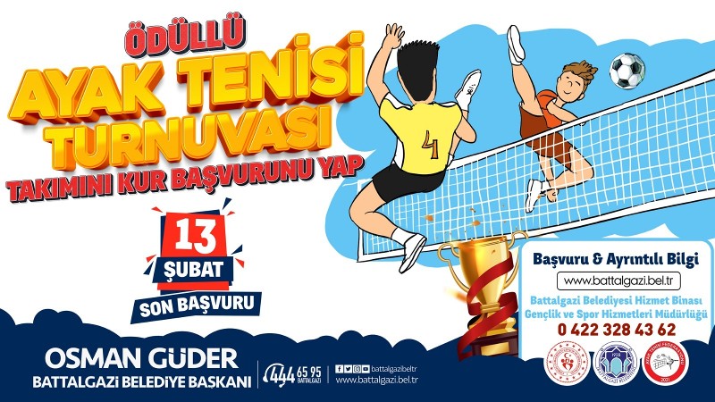 Battalgazi Belediyesi, ödüllü “Ayak Tenisi Turnuvası” düzenliyor