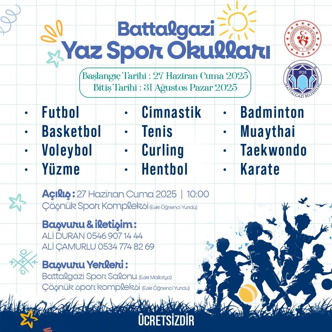 Battalgazi de Yaz Spor Okulları Başlıyor