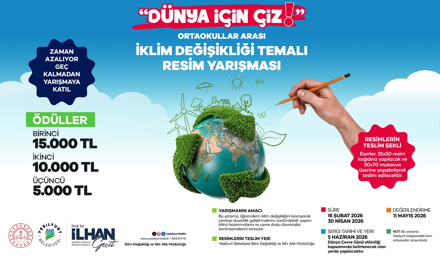 Yeşilyurt Belediyesi’nden Öğrencilere “Dünya İçin Çiz” Yarışması